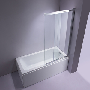 <span class=keywords><strong>Panel</strong></span> de <span class=keywords><strong>ducha</strong></span> corredizo plegable de vidrio transparente cromado para bañera - Product Image 2