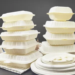 G9 15% Van Biologisch Afbreekbaar Wegwerp Maïszetmeel Voedsel Container Lunchbox Serviesgoed Set Plastic Maizena Verpakking