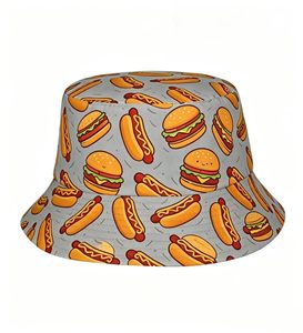 Sombrero de Pescador con Estampado de Comida de Dibujos Animados al por Mayor, Gorra de Sol Personalizada para Verano y Playa con Logotipo Personalizado - Product Image 3