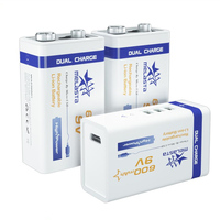 9V 600Mah Lithium Oplaadbare Li-Ion Batterij Met Usb Charge Port Voor Rookmelder Draadloze Microfoon