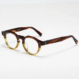 Figroad Retro Optical Eyeglass Frame New Fashion Round Acetate Eyewear With Blue Light Blocking Glass For Decoration