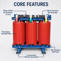 Transformador de Distribución Trifásico de Tipo Seco con Resina Epoxi Fundida, Wanbo-290 SCB10, 100kVA, 10kV, 0.4kV