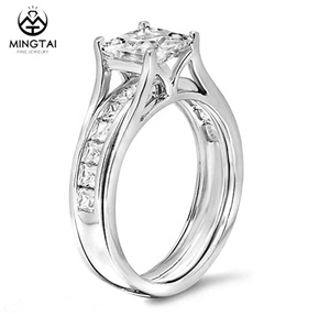 Huitan — bague de fiançailles diamant Zircon 14k, luxe, princesse, ensemble de bagues pour mariage, en or véritable - Product Image 4