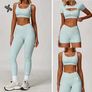 Ensemble de vêtements de sport pour femmes avec logo personnalisé, 5 pièces, vêtements de sport de haute qualité, tenue de yoga, vêtements de fitness pour femmes - Product Image 3