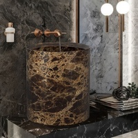 Bac à lavabo colonne en marbre naturel Stonekocc, design moderne, pour hôtels et salles de bain