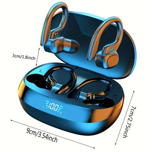 SP16 Earphone TWS nirkabel dengan mikrofon, earbud olahraga Bass Stereo lari waktu siaga panjang, Earphone musik kait telinga - Product Image 6