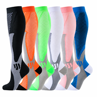 Kaos Kaki Kompresi Nylon OEM Setinggi Lutut, Bernapas, Menyangga, untuk Perawat, 6 PASANG, Olahraga, Perjalanan, Logo Custom, Grosir