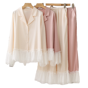 Ensemble de pyjama pour femmes, style français, vêtements de nuit pour femmes, pantalon à manches longues, style princesse, pyjama femme, logo personnalisé, vêtements de détente - Product Image 4