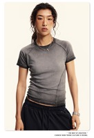 Camisetas desteñidas Vintage lavadas para mujer, camisetas ajustadas, ropa informal de moda para mujer, ropa superior lista para enviar, diseño personalizado