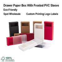 Boîte à tiroir en papier kraft avec pochette en PVC givré, gaufrée, pour parfum masculin, personnalisable, avec logo imprimé, sac en papier kraft pliable, emballage