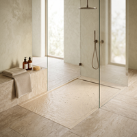 Receveur de douche DMC en pierre artificielle aspect pierre naturelle, alternative économique, fabrication OEM, abordable pour les projets de rénovation