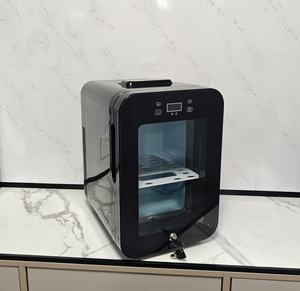 Mini Nevera con Puerta de Vidrio Transparente de 16L, Mini Refrigerador con Temperatura Ajustable por LED y Cerradura para Compartimento, Belleza - Product Image 4