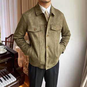 Primavera e autunno camoscio nuovo tinta unita Casual stile giapponese Casual retrò Versatile alla moda giacca da <span class=keywords><strong>uomo</strong></span> con risvolto caldo - Product Image 5