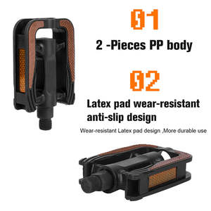 WEST BIKING-Pédales de vélo antidérapantes en TPR, feuille réfléchissante, noir, PP, résistant à l'usure - Product Image 2