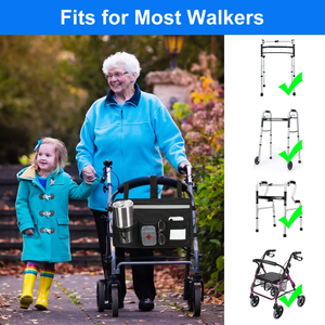 Déambulateur pliable pour fauteuil roulant Panier de rangement mains libres Caddy Grand sac fourre-tout pour marcheur avec porte-gobelet - Product Image 6