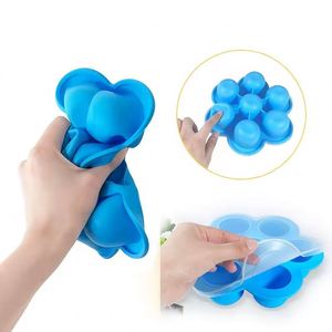 Socan 7-Cavity BPA-Free Silicone Baby Food <b>Storage</b> Container Injection-Technics Divided Ice Mold & Food Freezer Tray with Lid - Product Image 3