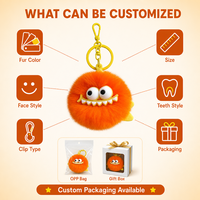 Porte-clés Monstre Orange en Peluche Doux et Moelleux avec Pompon, Breloque de Sac, Cadeau