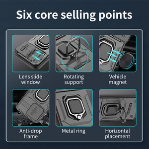 Custodia Protettiva Anti-caduta di Alta Qualità con Anello e Supporto Scorrevole per <span class=keywords><strong>Fotocamera</strong></span> per <span class=keywords><strong>iPhone</strong></span> <span class=keywords><strong>13</strong></span> 14 15 Plus 16 <span class=keywords><strong>Pro</strong></span> Max 17 - Product Image 3