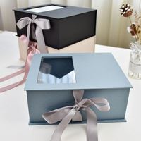 Venta caliente libro tipo caja magnética tapa embalaje de caja de regalo con ventana y cinta