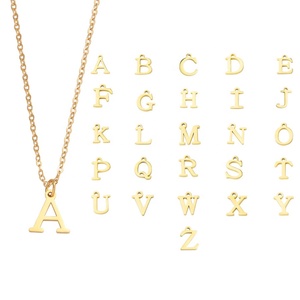 Collier pendentif alphabet anglais en acier inoxydable AZ, style coréen, design de niche, chaîne en bambou, collier sportif pour couples, best-seller - Product Image 3