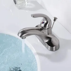 American Hot Sale 1-Handle 4 Inch Centerset Brushed Nickel Bathroom Sink Lavatory Faucet