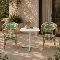 Fauteuil de bistrot français en rotin PE tressé géométrique moderne et léger pour terrasse, jardin et café