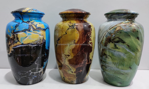 Hand Painted Aluminum Cremation Urn for Adult Human Ashes Colorful Art Metal <b>Memorial</b> Funeral Urn Decorative Container - Product Image 3