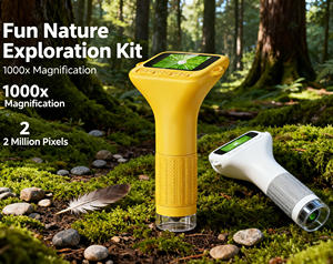 375 화이트 새로운 1000X HD 2 인치 화면 휴대용 휴대용 돋보기 아이 야외 과학 미니 디지털 어린이 현미경 카메라 - Product Image 1
