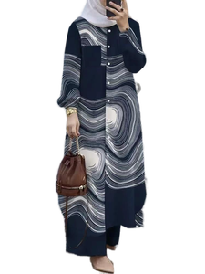 Женский комплект из рубашки и брюк с длинным рукавом и пуговицами - Product Image 3