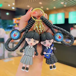 Hot bán Wednesday Adams Keychain Móc Chìa Khóa 3D hành động đồ chơi Keyring addams gia đình 3D PVC hợp kim Carabiner Keychain