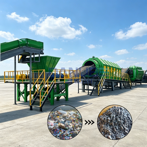 Máquina de Procesamiento de Residuos con Estructura Metálica Verde, con Transportador y Trituradora para la Clasificación de Residuos Sólidos Urbanos - Product Image 1