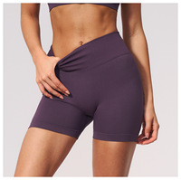 Shorts de yoga taille haute sans coutures pour femme, effet push-up, séchage rapide, pour la course et l'entraînement en salle de sport, vente en gros personnalisée