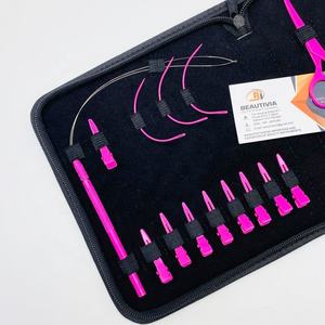 Juego de herramientas de alicates de extensión de cabello multifuncional de acero inoxidable al por mayor de alta calidad de color rosa fuerte - Product Image 4