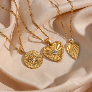 Collier pendentif de mode pour femme, bijoux fins, ensemble de colliers en acier inoxydable, style feuilles veinées - Product Image 1