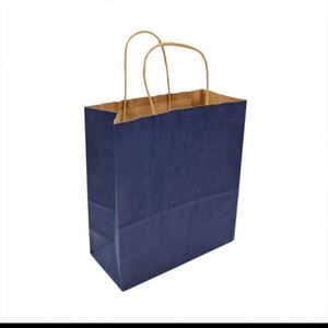 White Kraft Paper Hand Length Handle Recyclable Paper <b>Bag</b> with Offset Printing - Product Image 3