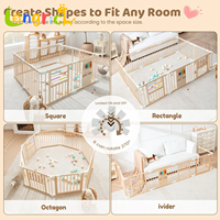 Parc de jeu pliable en bois pour bébé avec jouets intégrés et design à forme ajustable, centre d'activités unisexe pour tout-petits pour usage domestique et crèche