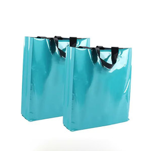 custom blue biodegradable pe plastic soft loop handle shopping carry clothes shoes packaging bags with logos