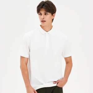 Polo de golf pour homme à manches courtes en polyester uni teint 220 g/m² avec logo brodé personnalisé - Product Image 5