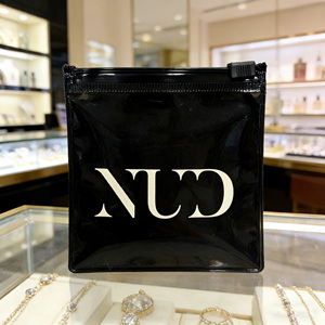 Custom Black Translucent PVC Bag for Apparel Cosmetics Packaging White Logo Printing OEM - Product Image 2