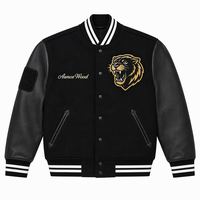 Jaket Varsity Kulit Wol Hitam Kustom Produsen OEM ODM Patch Chenille Label Pribadi Logo Grosir