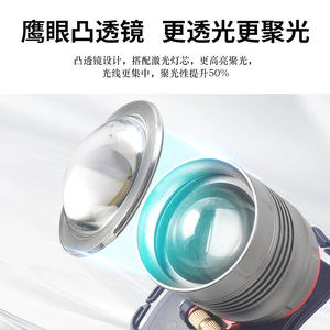 Linterna Frontal con Enfoque Ajustable, Recargable de 2000 mAh, Luz LED con Alcance de 300-499 m, para Pesca, Minería y Uso en Exteriores - Product Image 2