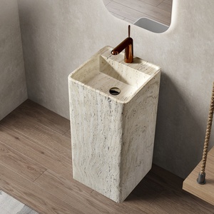 Meuble de salle de bain artistique personnalisé, style médiéval, avec lavabo en pierre de grotte blanche, miroir intelligent intégré et meuble sur pied. - Product Image 2