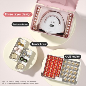 Multifunctional Double-Layer Plastic Toy <b>Box</b> with Manicure <b>Tools</b> Nail Art Lamp Glue Home Storage for Nail Supplies - Product Image 4