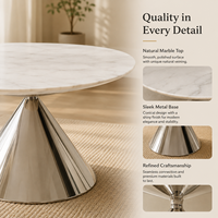 Table à manger ovale moderne et écologique en marbre avec piétement en acier inoxydable couleur champagne, 10 places, pour salle à manger de luxe