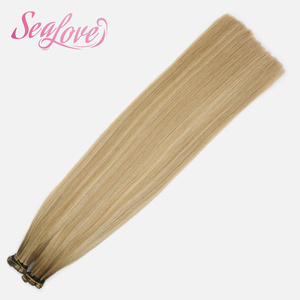 Extensioni per <span class=keywords><strong>capelli</strong></span> umani Genius Weft Double Drawn, 100% Remy, vergini, grezze russe, 100g, 20-22 pollici, annodate a mano - Product Image 2