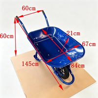 Brouette de chantier robuste 130 kg WB6400, chariot de jardin en acier 65 L avec roue pneumatique de 14 pouces