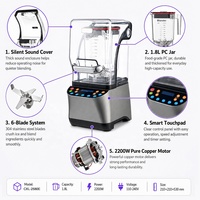 Mixeur Commercial Professionnel 2200W Haute Vitesse pour Broyer la Glace et Préparer les Smoothies avec Moteur en Cuivre 5 Vitesses pour Usage Domestique et Hôtelier