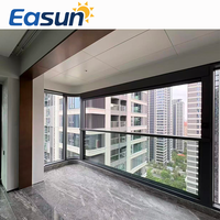 Ventana de elevación eléctrica de aluminio grande, tragaluces de vidrio deslizantes verticales automáticos, vidrio templado doble de acero inoxidable