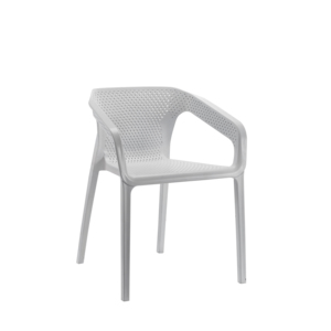 INDOOR OUTDOOR PLASTIC CHAIRS GARDEN PATIO STACKING STRONG ARMCHAIR WHITE CHAIR
