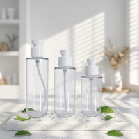 Flacon pulvérisateur fixateur de maquillage 100/150 ml transparent à épaule plate et fond rond, en PET à paroi épaisse, avec pompe pour lotion, tonique et soins de la peau